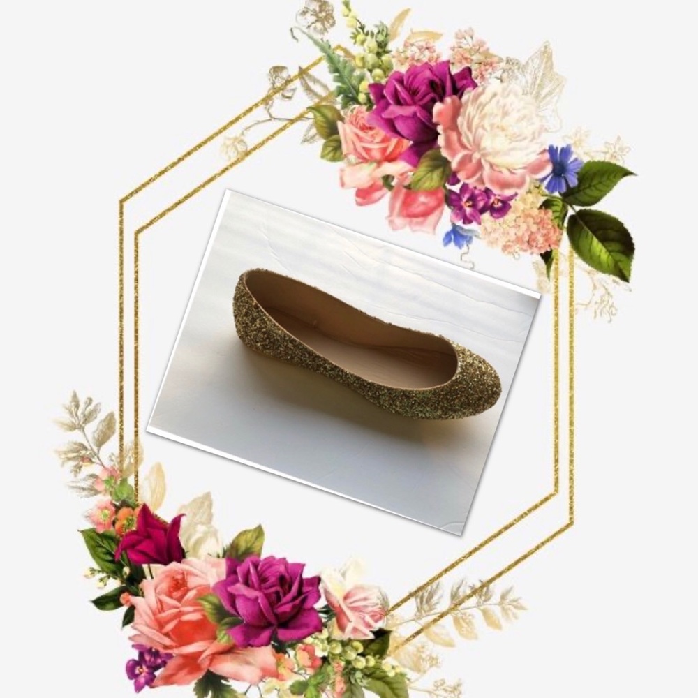 Women’s Custom Gold on Gold Glitter Ballet Flats - Picture 2 of 7